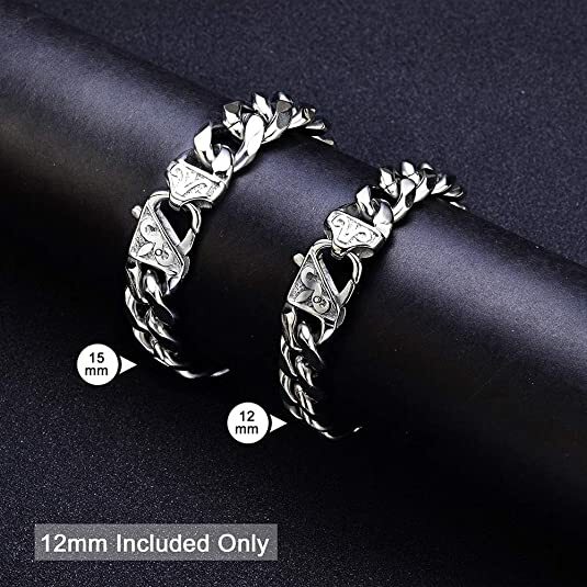 12/15mm Wide 316L Stainless Steel Curb Cuban Link Chain Necklace 16″-40″