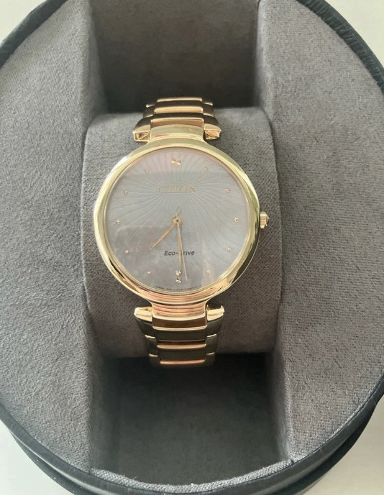 Citizen Eco-Drive Women’s Rose Gold Watch EM0853-81Y – Stunning Mother Of Pearl!