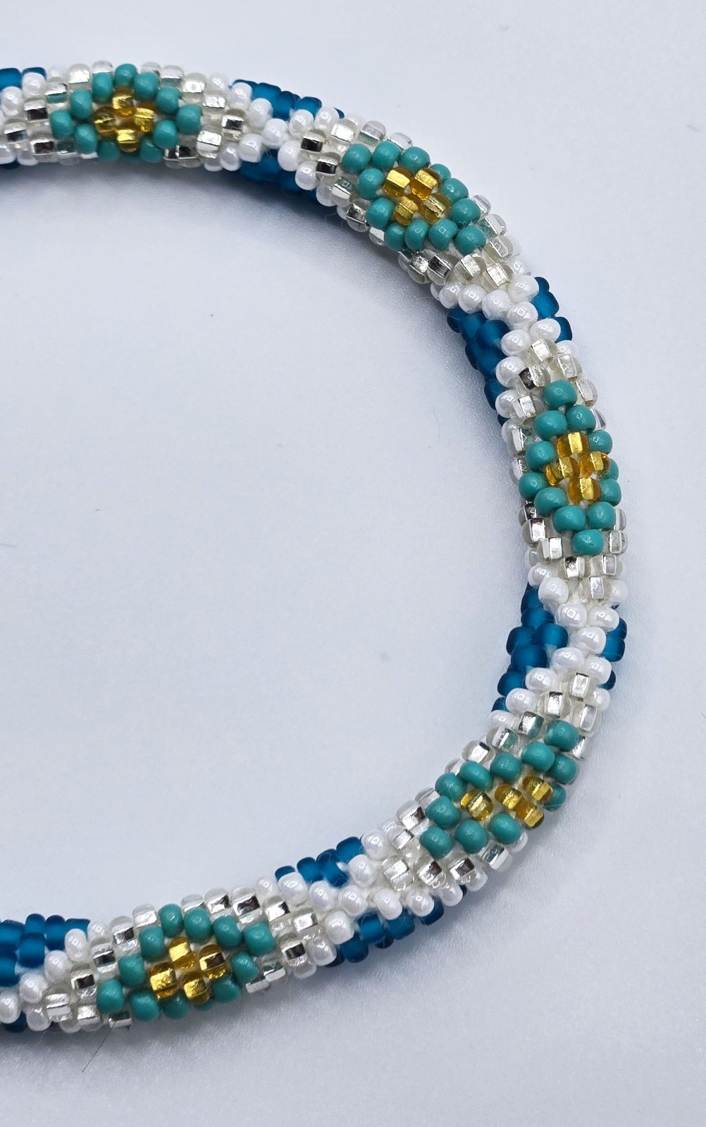 Set of 2 Handmade Glass Seed Bead Beaded Multi-Color Stackable Crochet Bracelets