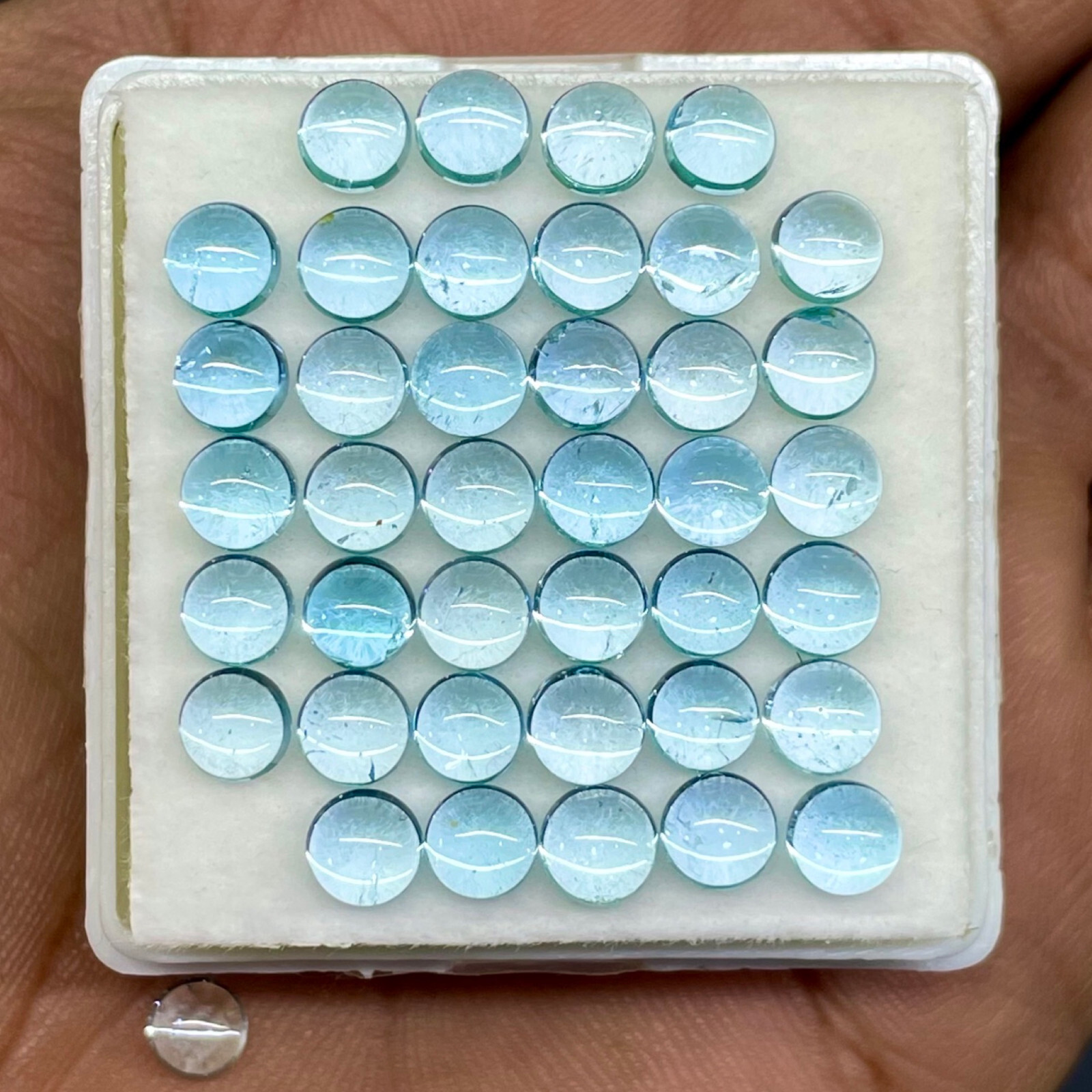 40 Pcs Natural Sky Blue Topaz 4.7-5mm Round Shape Loose Cabochon Gemstones Lot
