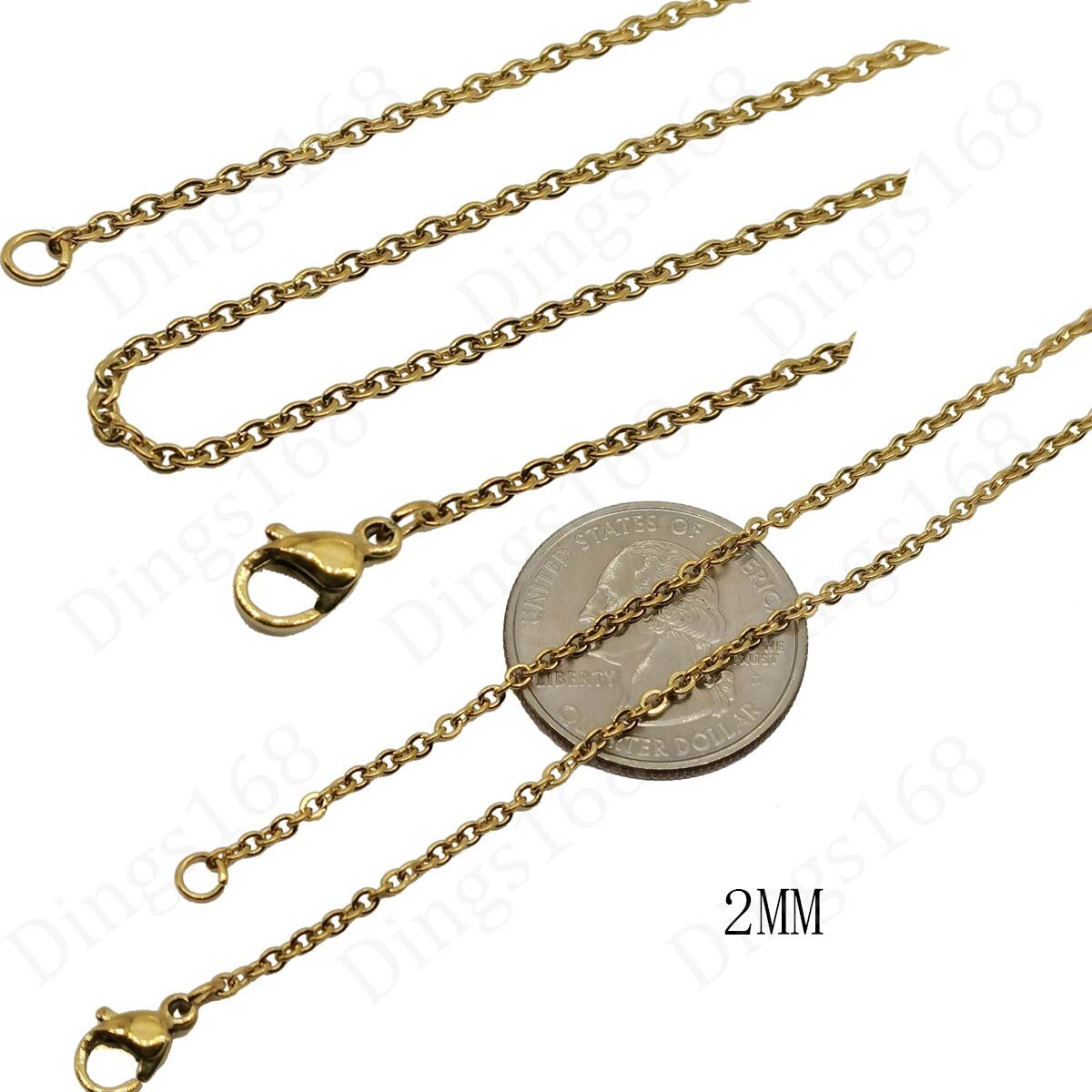 Men&women’s 18K Yellow Gold Filled Italian 18inch 2mm Cable Chain Necklace P146G