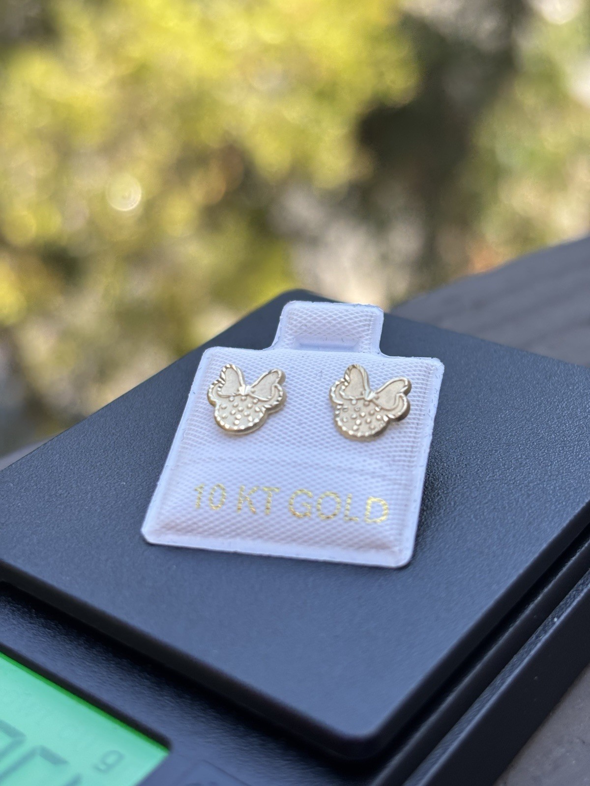 10K Yellow Gold Bow Stud Earrings No Stone Lobe Minnie mouse