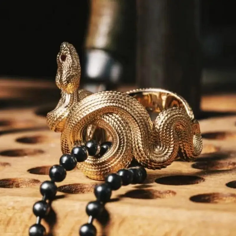 Snake Python Open Ring Jewelry Predator Animal Reptile Adjustable Resizable