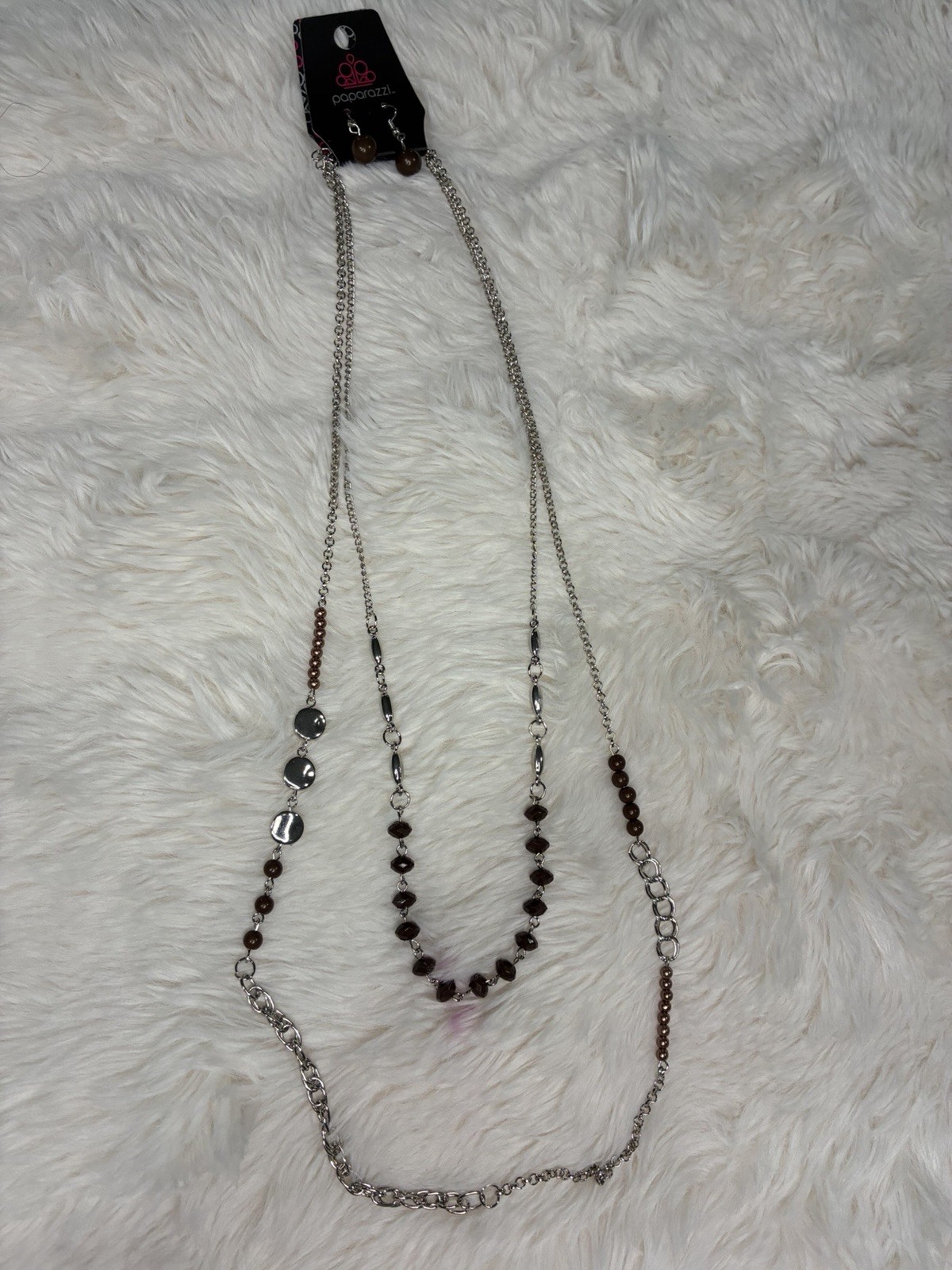 Paparazzi Silver Tone Cable Chain Beaded Necklace w/ Black Animal Charm, Adj