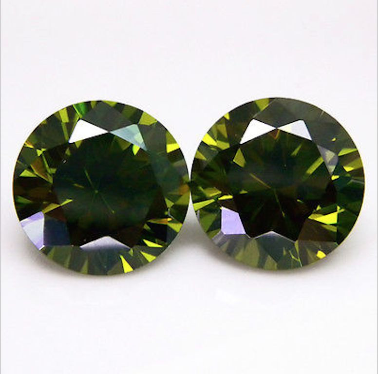 Cubic Zirconia Olive Green Round Faceted AAA Rated CZ Loose Stones (1mm – 15mm)