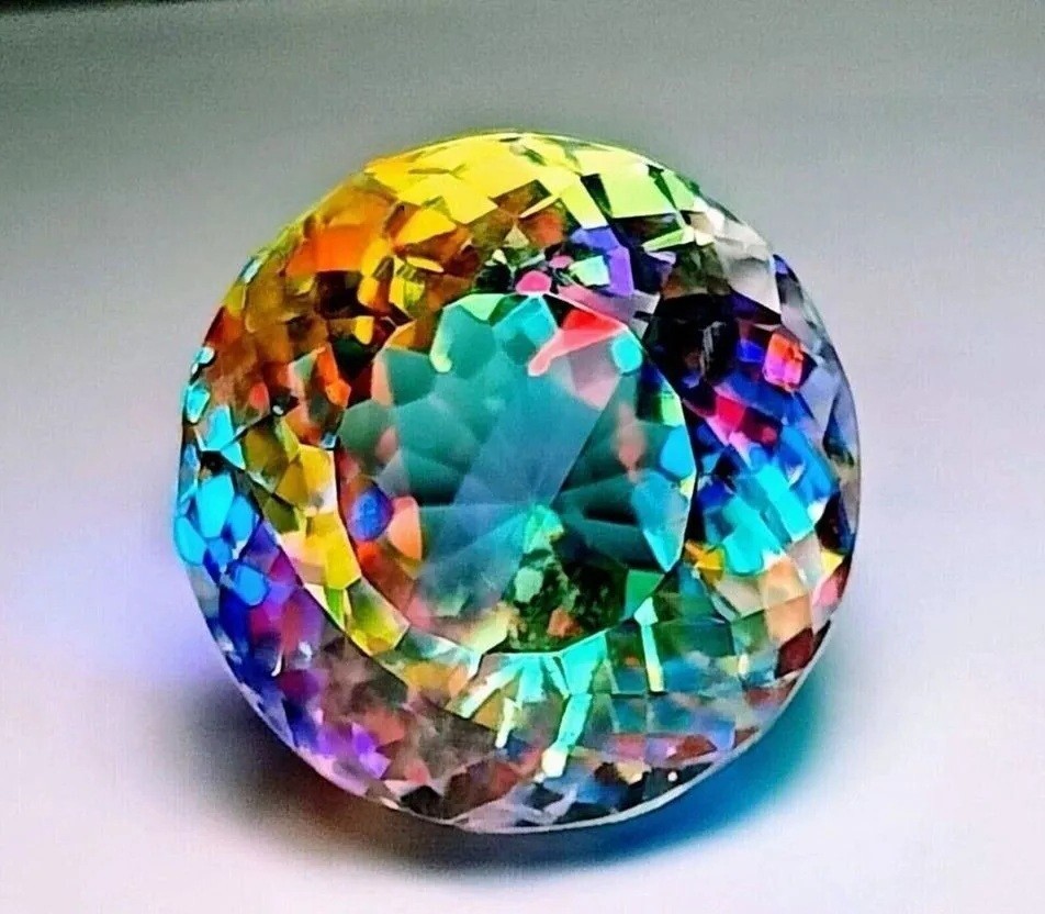 38.30+ CT Rainbow Color Round Cut Natural Mystic Topaz Certified Loose Gemstone