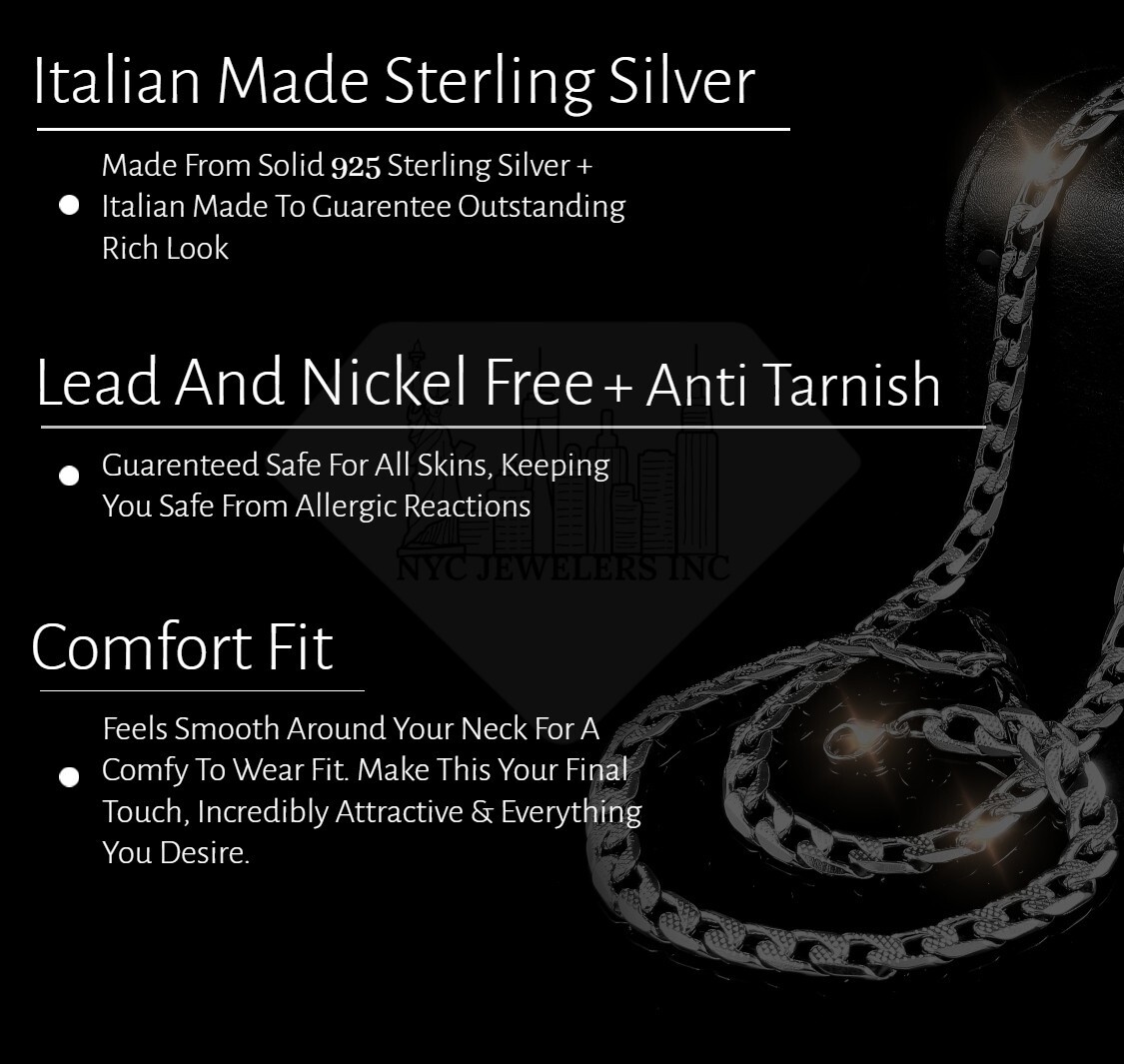 Italian Solid Sterling Silver Box Link Chain Necklace Thick 925 Silver Chain 3MM