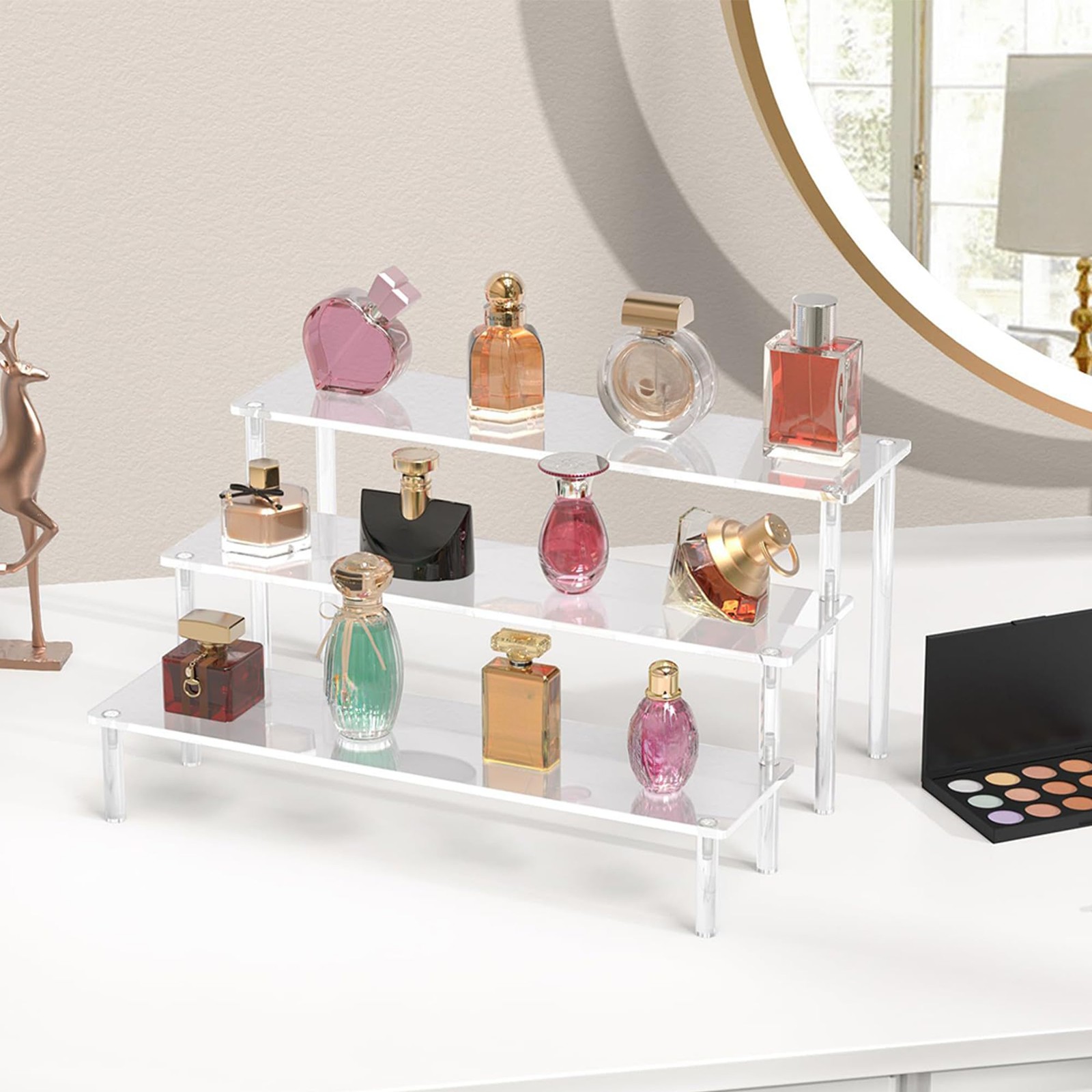 3 Tier Clear Acrylic Display Stand Organizer Shelf Rack Showcase Storage US