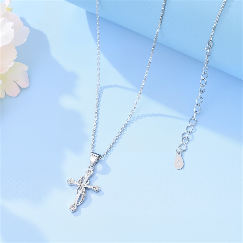 KUNSIR Sterling Silver Cross Necklace for Women – Cross Faith Pendant Necklaces