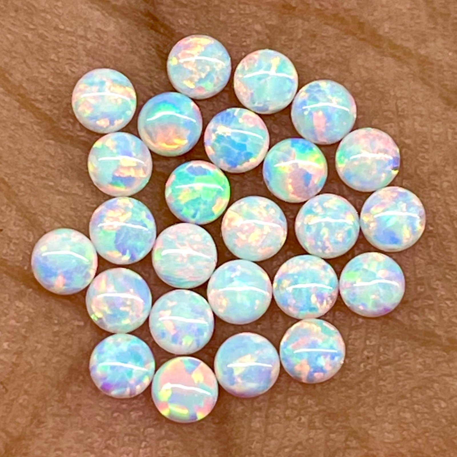 25 Pcs Australian Opal 2.5mm Round Cabochon AAA Quality Lab Created Gemstones