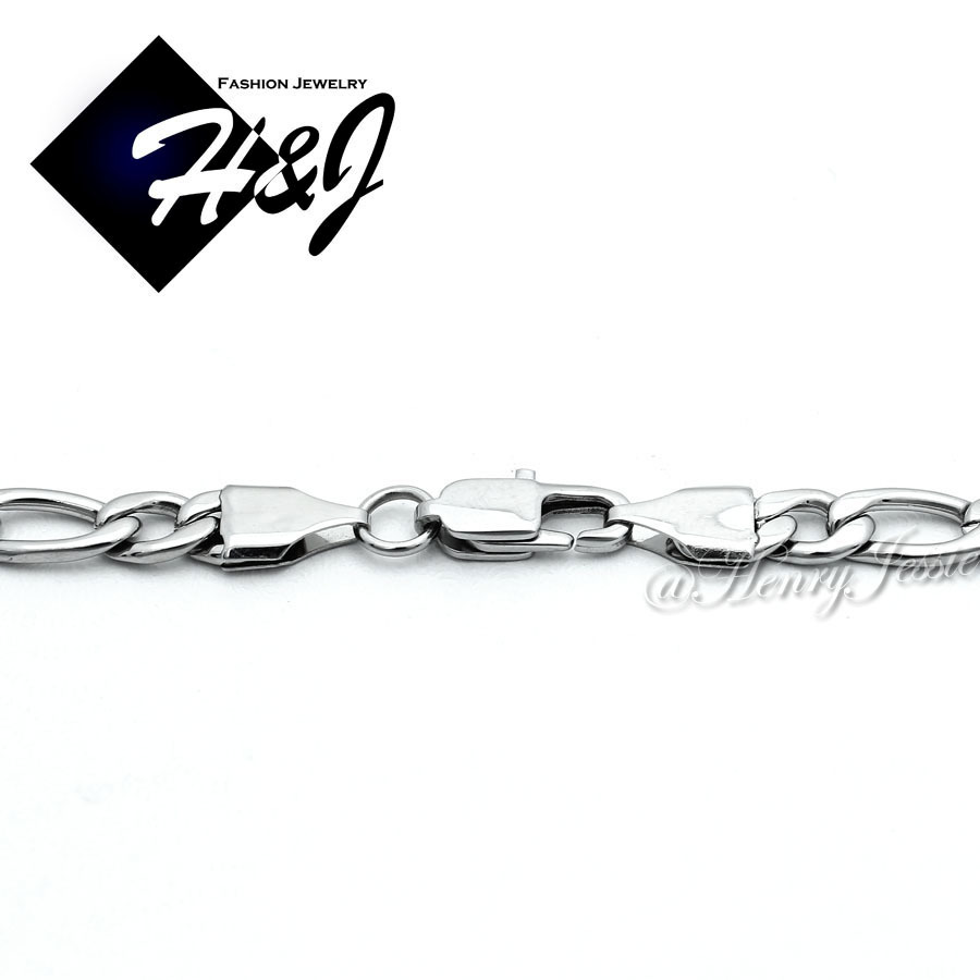 18-40″MEN’s Stainless Steel 7mm Silver Figaro Link Chain Necklace