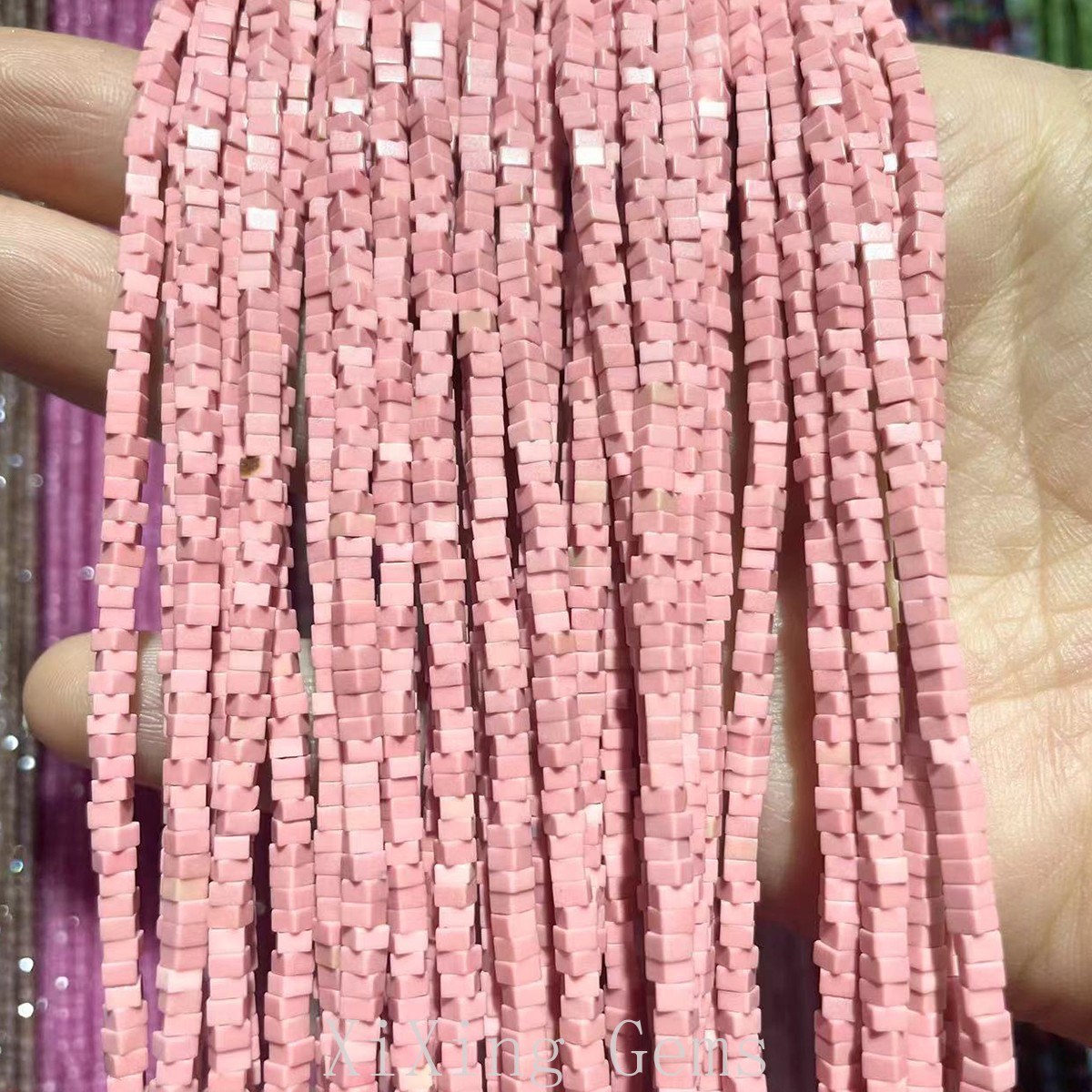 1x2mm Synthetic Pink Turquoise Flat Square Disc Spacer Beads for Jewelry Making
