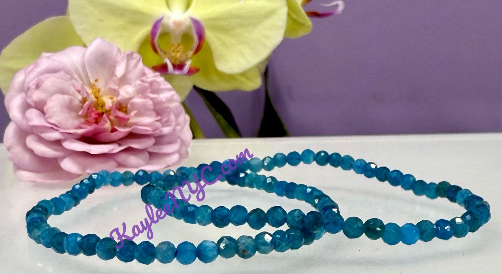 Wholesale 6 Pcs Natural Apatite 4mm Faceted 7.5” Stretch Bracelet