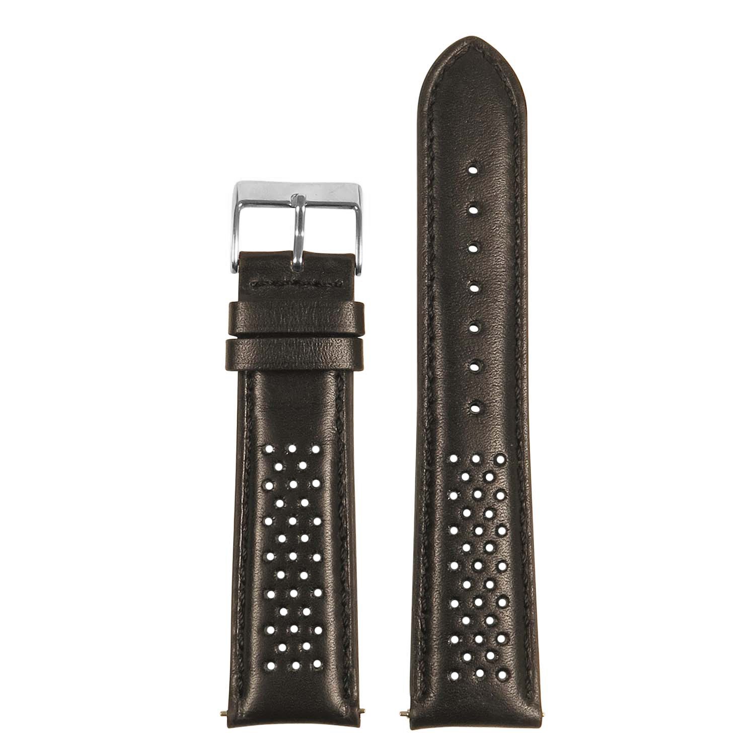 StrapsCo Genuine Leather Perforated Rally Watch Band Strap 18mm 20mm 22mm 24mm