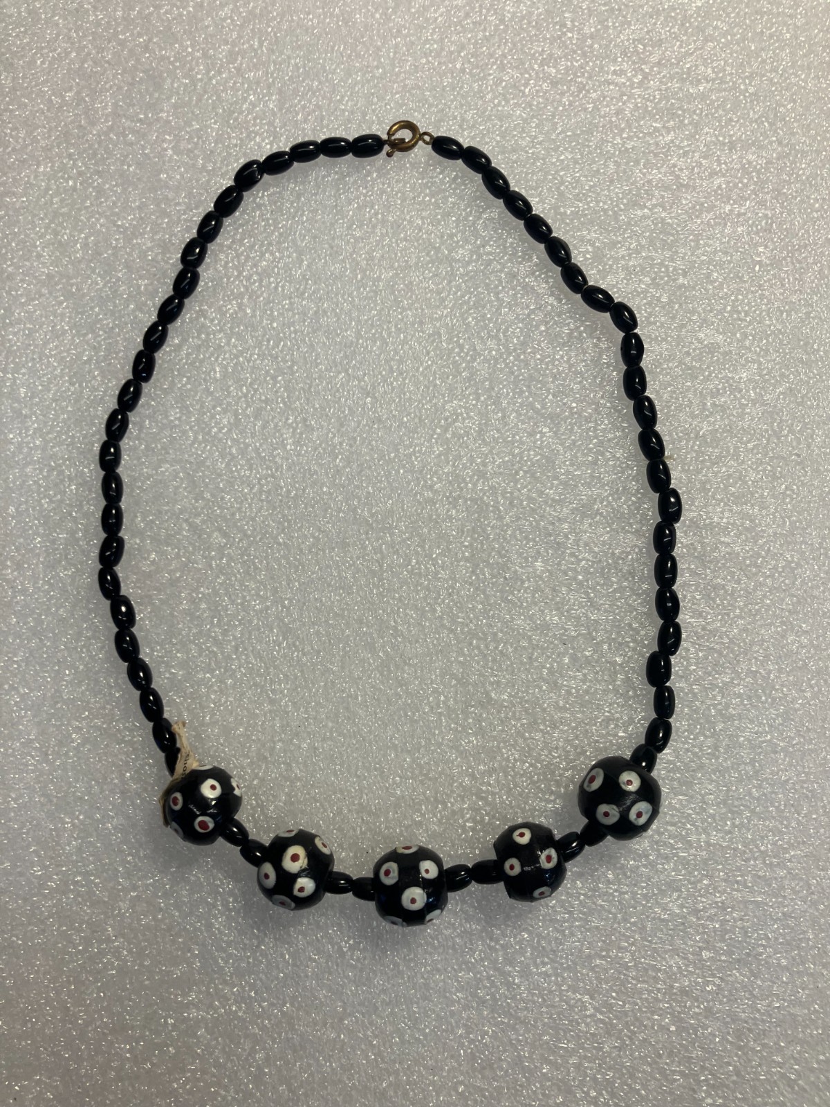 Vintage Czech Glass Polka Dot Bead Necklace