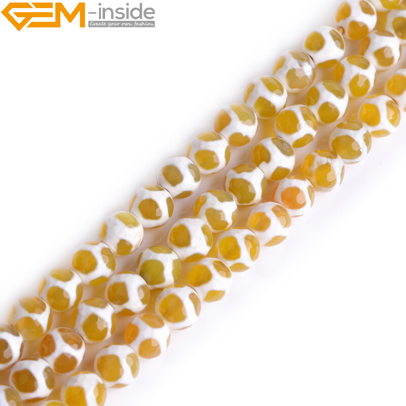 Natural Faceted Multi Color Strip Agate Loose Beads Jewelry Making 15” Strand