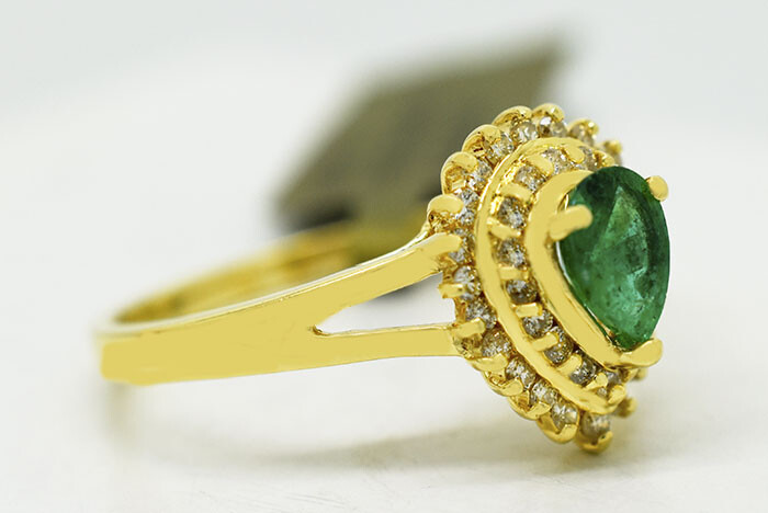 GENUINE 0.67 Cts EMERALD & DIAMOND RING 14k GOLD – NWT – Free Appraisal Service
