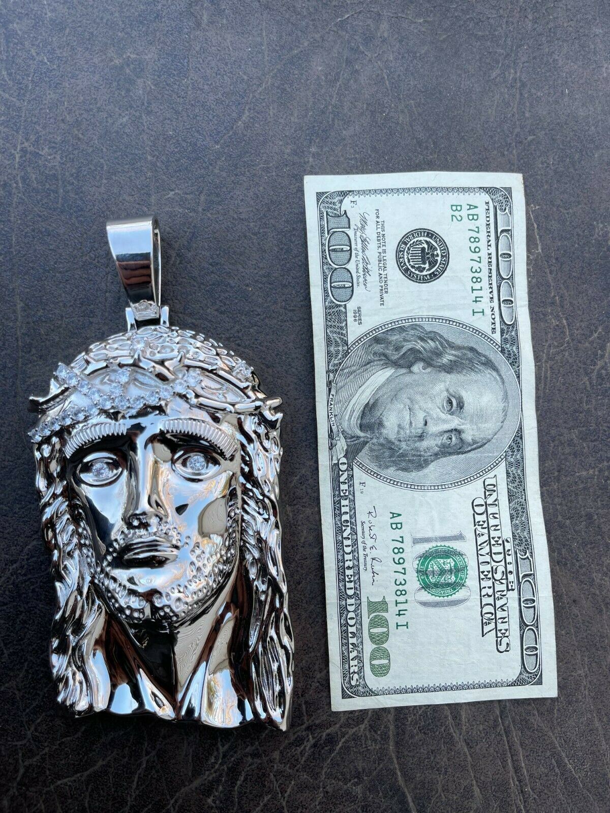 HUGE 6″ 310 Gram 925 Silver Hip Hop Mens Jesus Piece Pendant Necklace Iced CZ