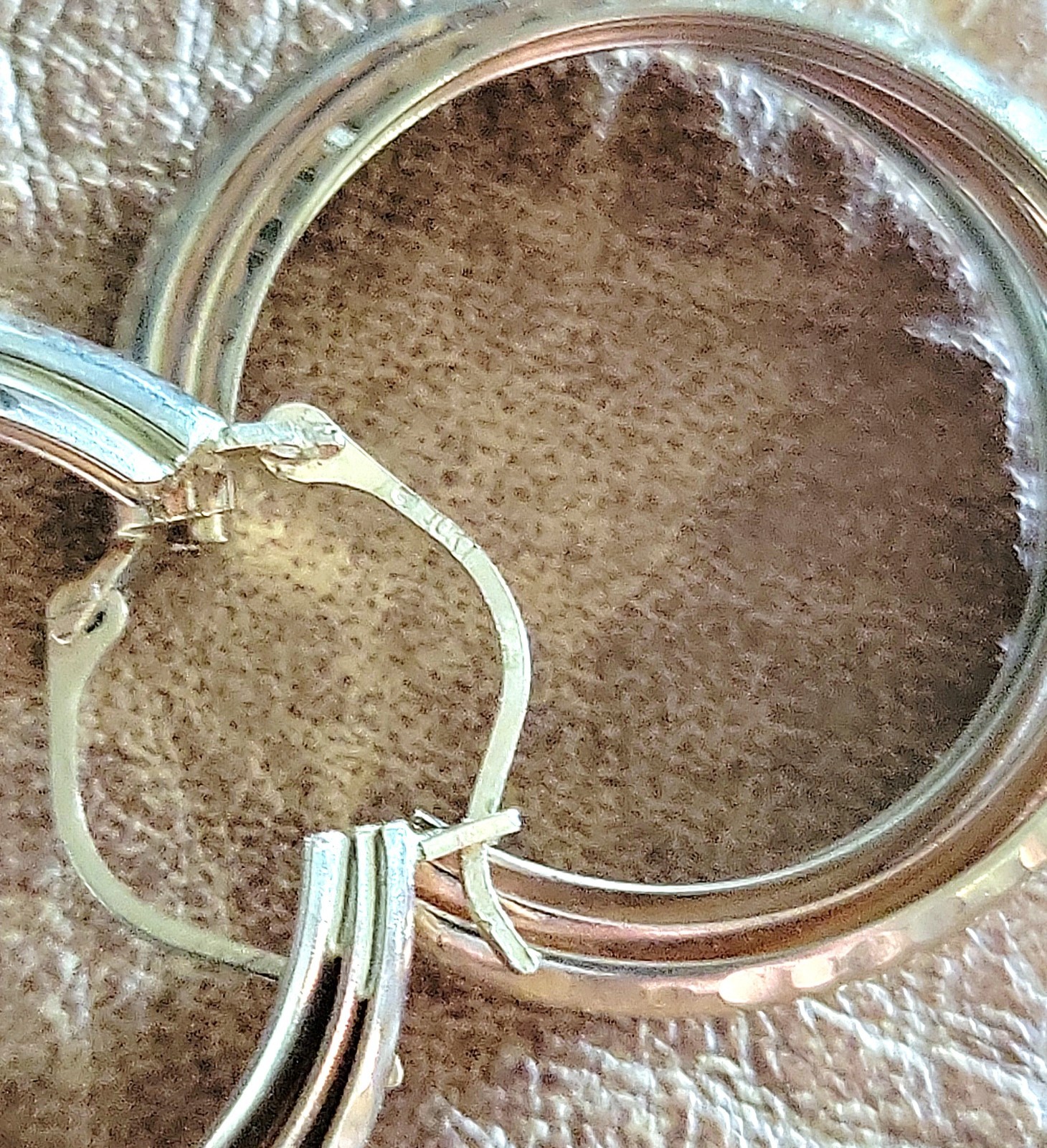 10K Solid Tri Color Gold Triple Crossover Hoop Earrings | 2.38 Grams