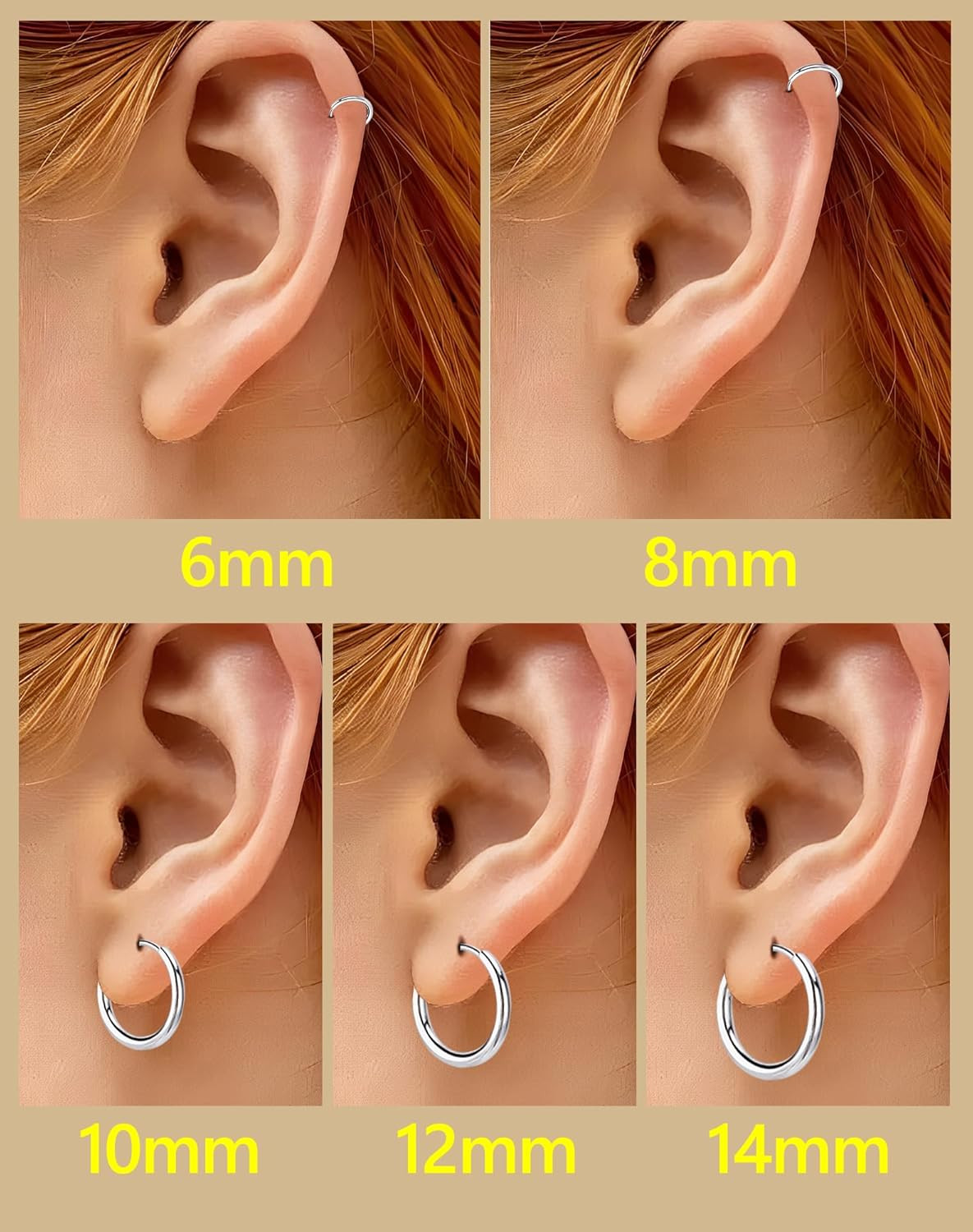 5 Pairs Small Huggie Hoop Earrings for Women, Stainless Steel Lightweight