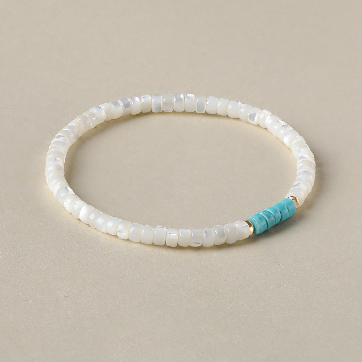 Turquoise & Mother of pearl Tube Beads Gemstone Healing Reiki Women Bracelet