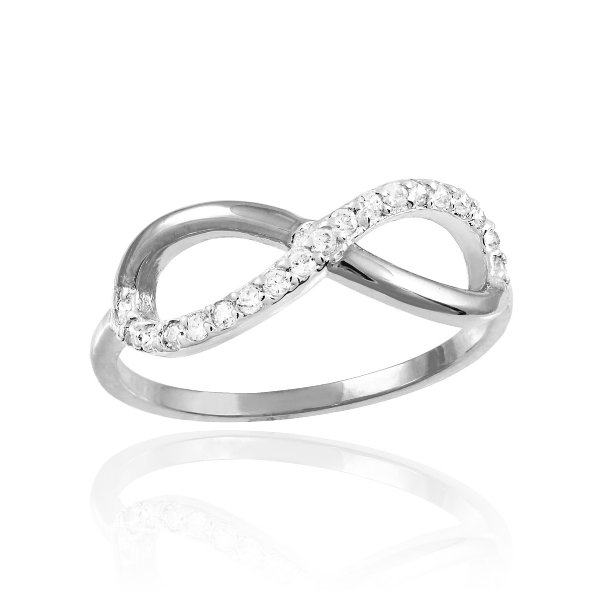 Gold Infinity Ring with CZ(Available in Yellow/Rose/White Gold)
