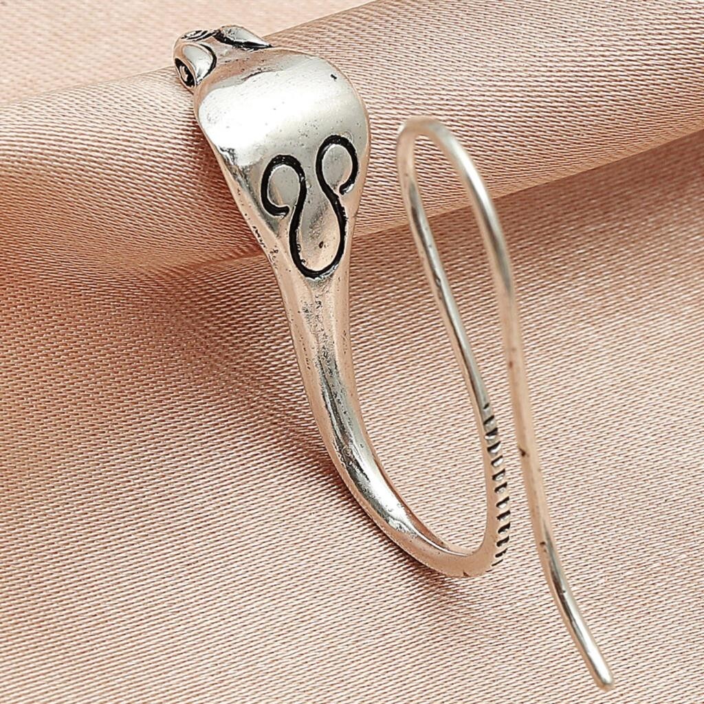 Elegant Silver King Cobra Snake Earrings, Fashion Jewelry Charm Hook Earrings