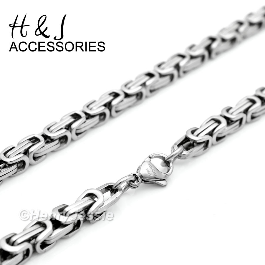 7″-11″MEN 316L Stainless Steel WIDE 9mm Silver Byzantine Box Link Chain Bracelet