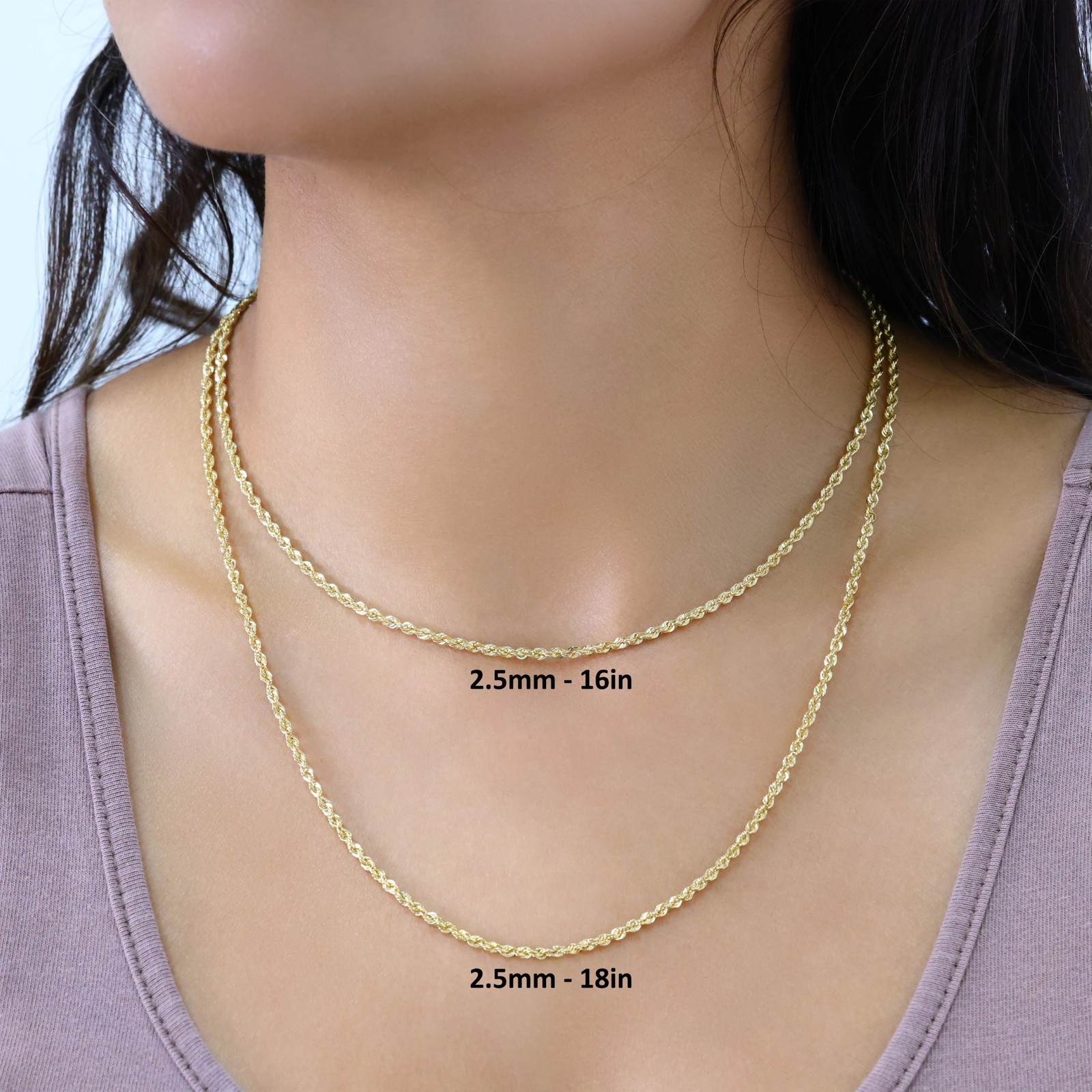 10K Yellow Gold 2.5mm Rope Chain Laser Diamond Cut Necklace Mens Womens 16″- 30″