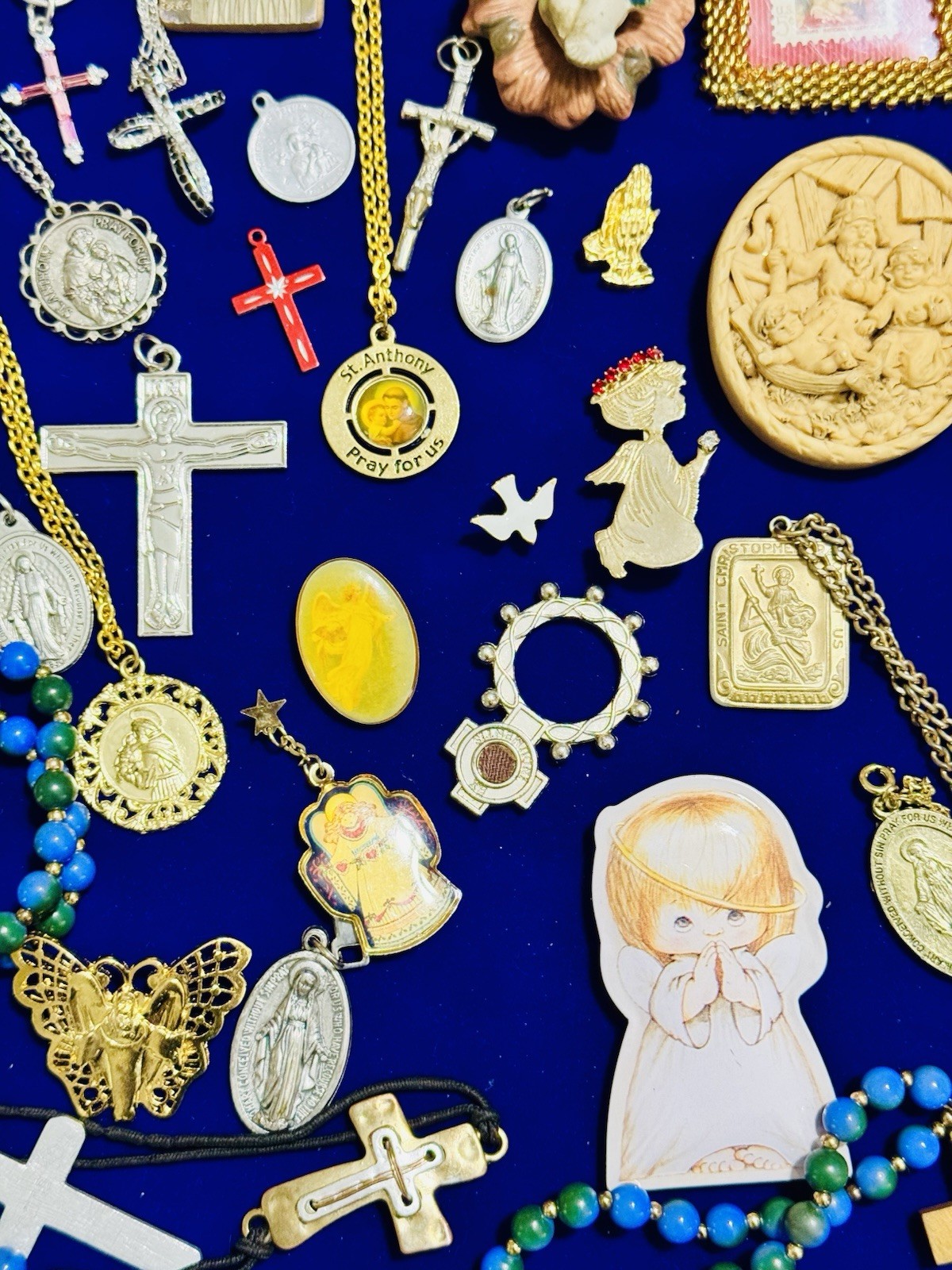 Vintage Modern Religious Cross Necklace Jewelry Lot 115+ Italy Germany Bethlehem