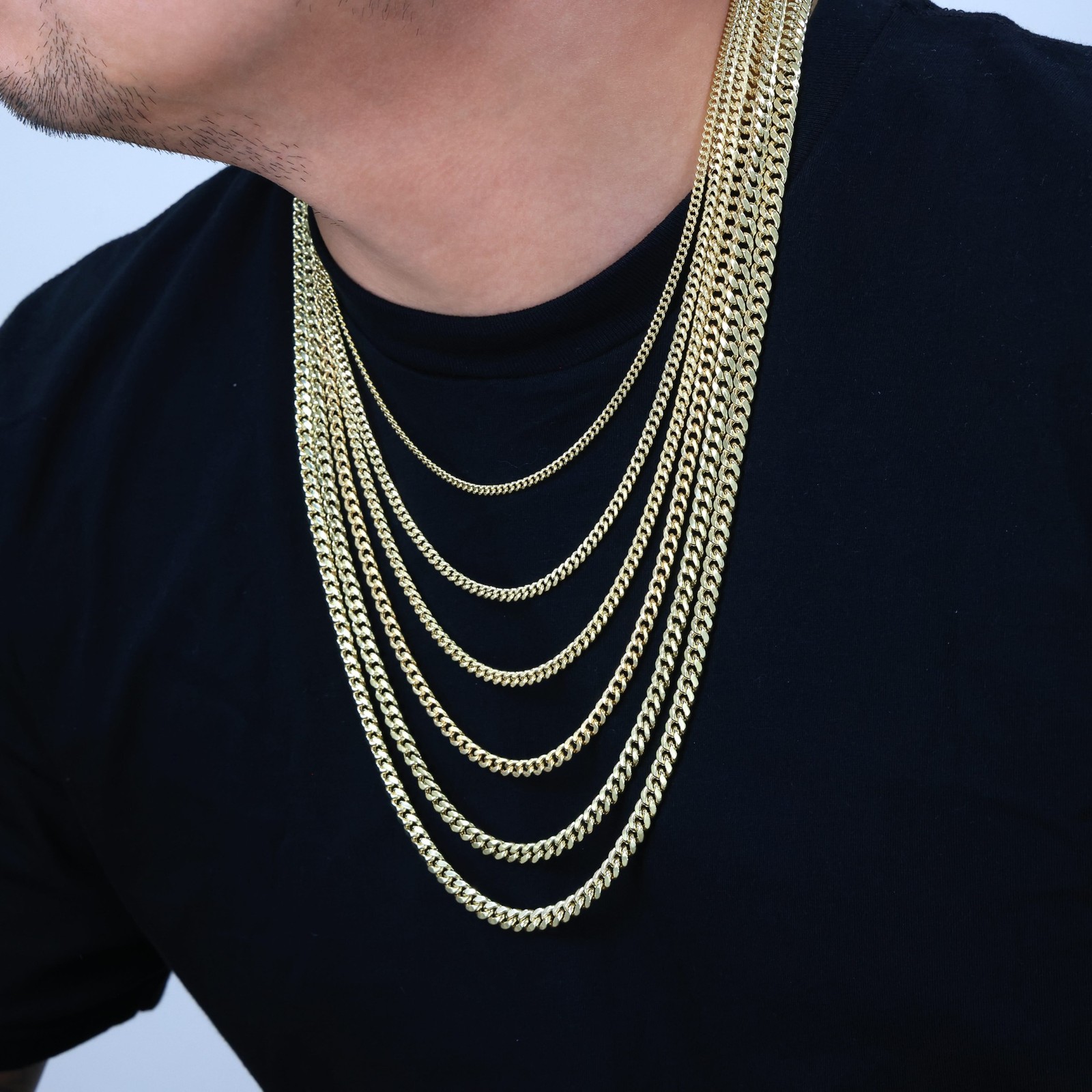 10K Real Yellow Gold 3mm-12.6mm Miami Cuban Lightweight Chain Necklace Bracelet