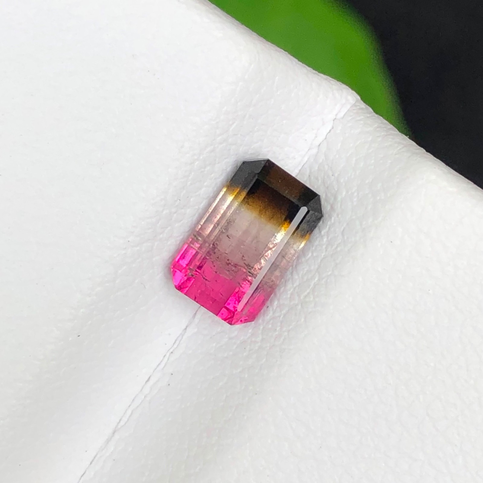 1.40 Carat Natural Tricolour Tourmaline Emerald Cut From Afghanistan