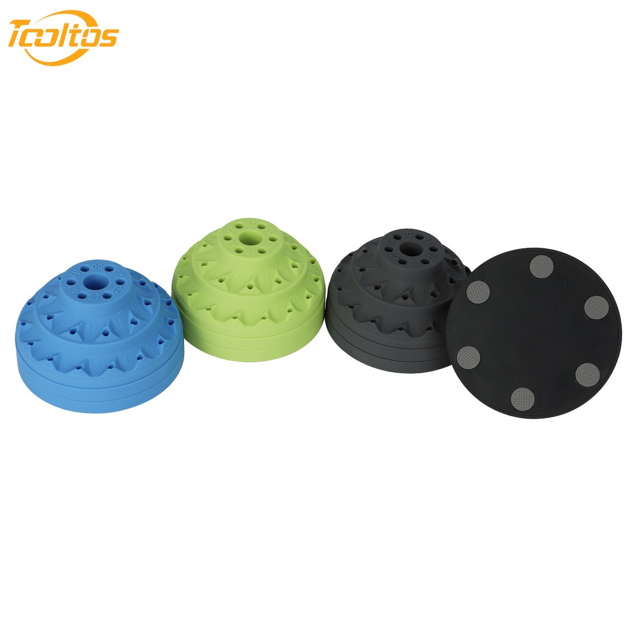 360° Rotating Drill Bit Holder | 32 Holes Silicone Tool Organizer Non-Slip Base