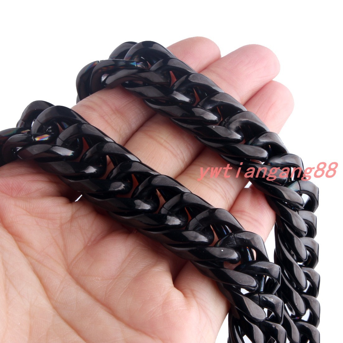 Heavy Stainless Steel Mens 11/13/16/20/22mm Black Cuban Curb Link Chain Necklace