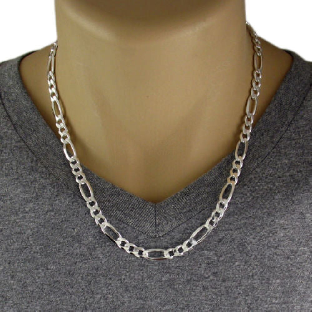 Verona Jewelers Sterling Silver 925 Italian 7MM Figaro Link Chain Necklace