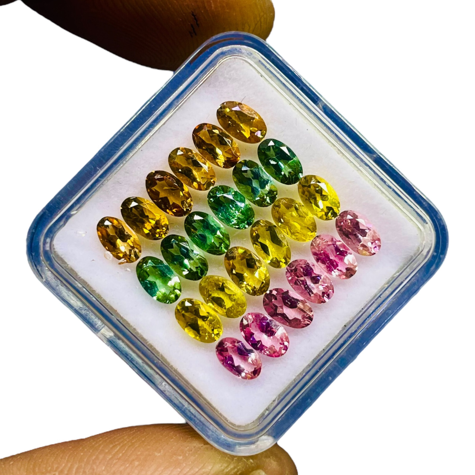 VVS 24 Pcs Natural Multi Tourmaline 5x3mm Oval Cut Loose Untreated Gemstones
