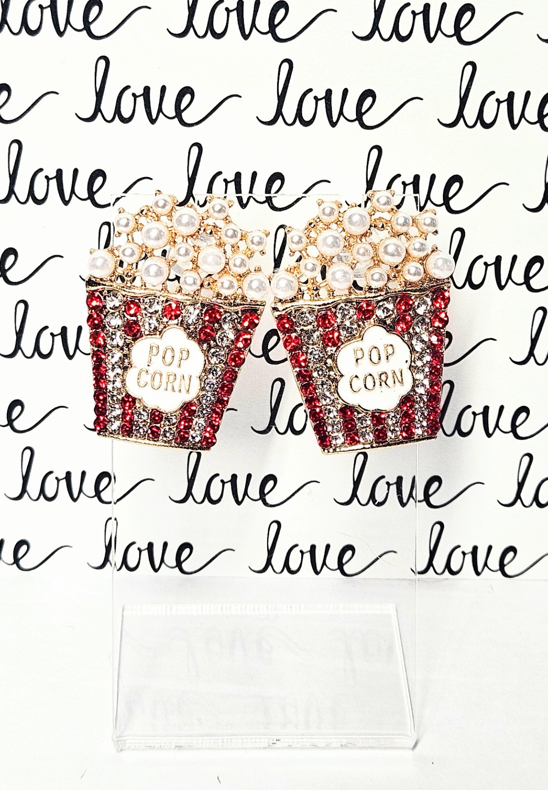 New Adorable Popcorn Pearl and Rhinestone Earrings