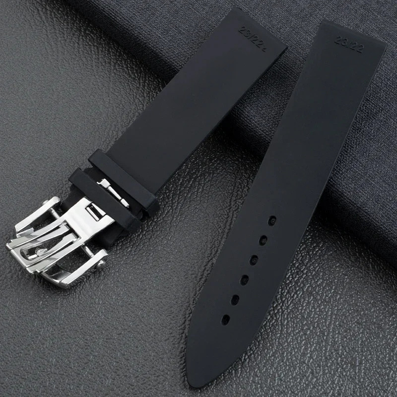 Fits Chopard Mille Miglia Gran Turismo XL 23mm Black Rubber Silicone Watch Strap