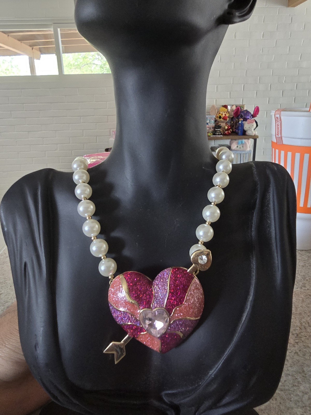 Betsey JohnsonHeart Pendant Imitation Pearl Necklace