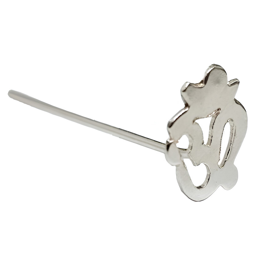 Om Nose Stud Long 25mm 18g (1mm) Fishtail Pin 925 Sterling Silver Jewellery