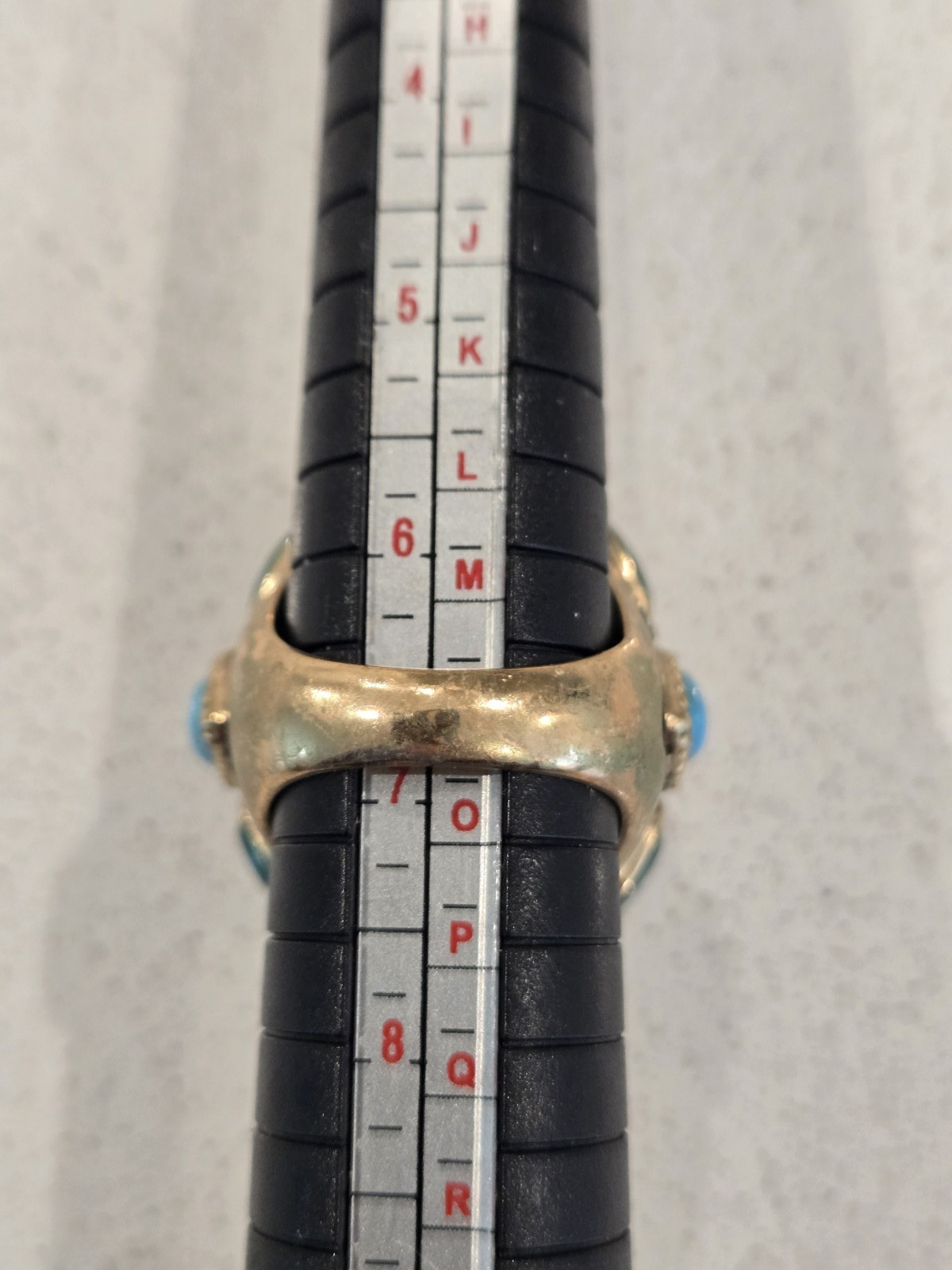 VTG Barse Thailand Bronze Ring Large Cocktail Statement Ring Cabochon Stone Blue