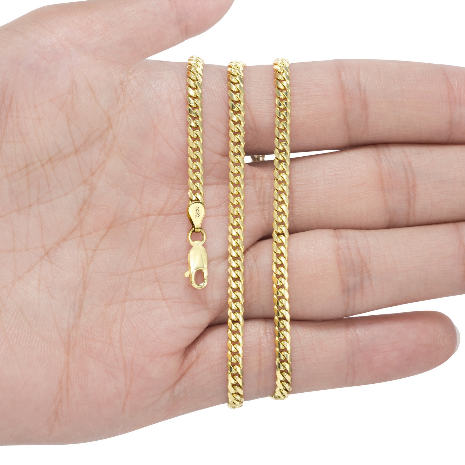 14K Yellow Gold Solid 2.7mm-11mm Miami Cuban Chain Link Necklace Bracelet 7″-30″
