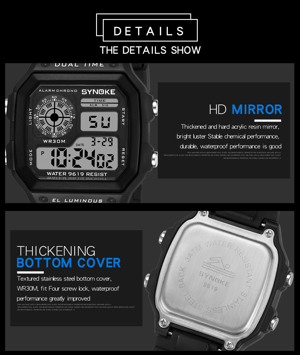 Men’s Military Sports Watch LED Screen Large Digital Face Waterproof Wristwatch