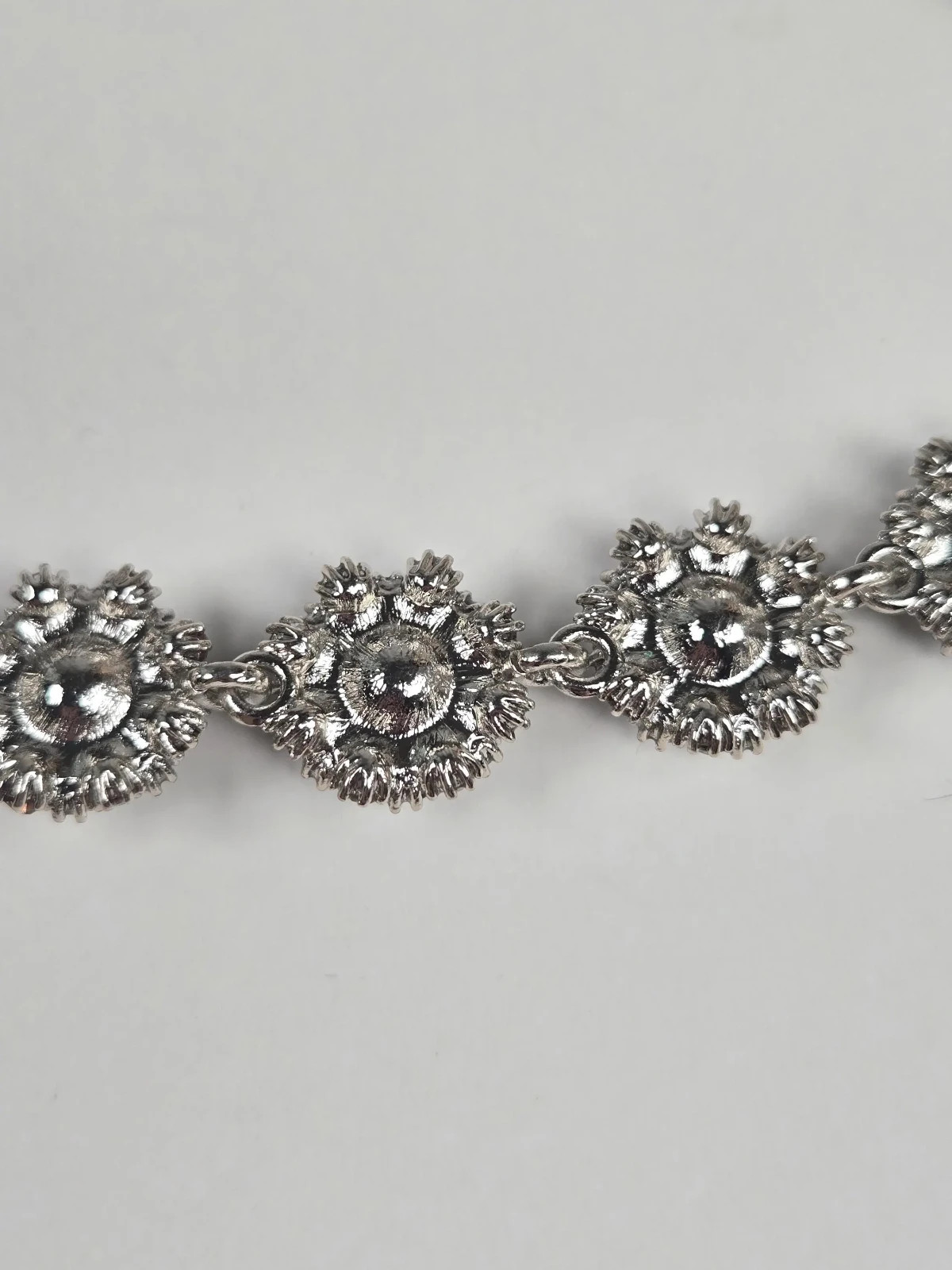 Blue Rhinestone Necklace Victorian Style 16 In Statement Special Occasion Silver
