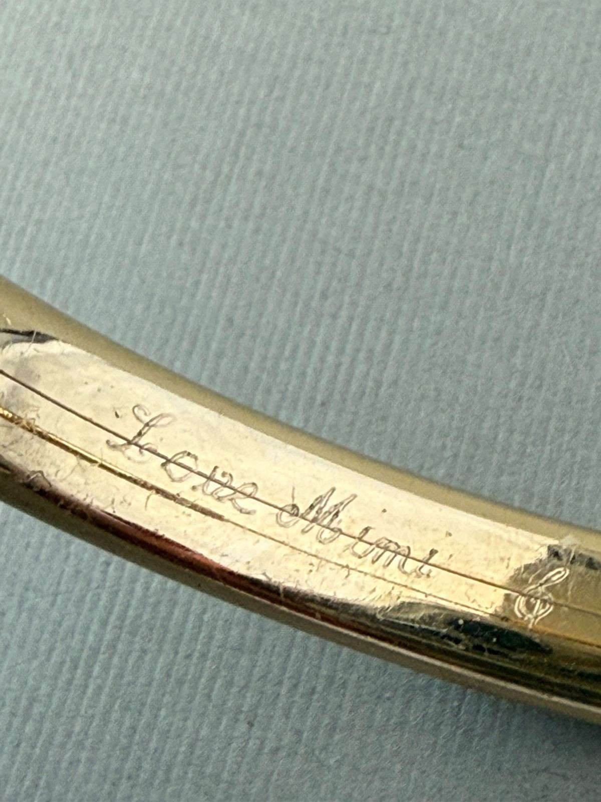 Antique Signed LAD Etched Gold Filled Bangle 1/20 14K GF Bracelet Diameter 2.35″
