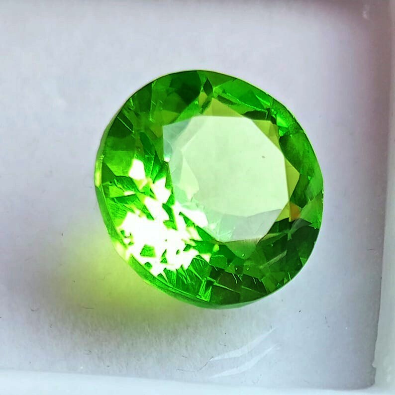 AAA Natural Green Peridot Certified Loose Gemstone Round Cut 10 + CT Gemstone