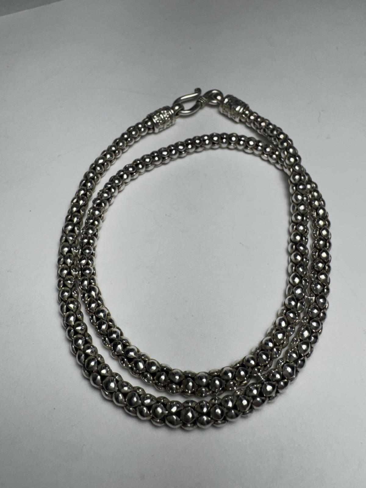 Carolyn Pollack CP 925 Sterling Silver Popcorn Chain Necklace 19” 43g India