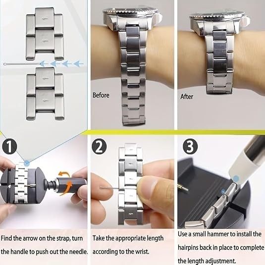Watch Link Removal Kit, Watch Band Sizing Tool for Watch Strap Adjustment, Watch