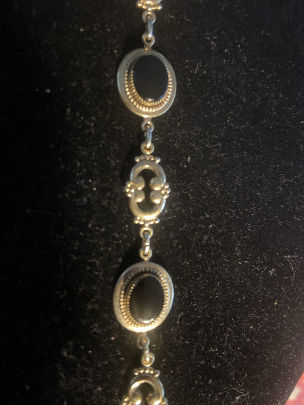 Vintage Amco 1/20 14k Gold fill Black Onyx Link Bracelet 7″ Stunning