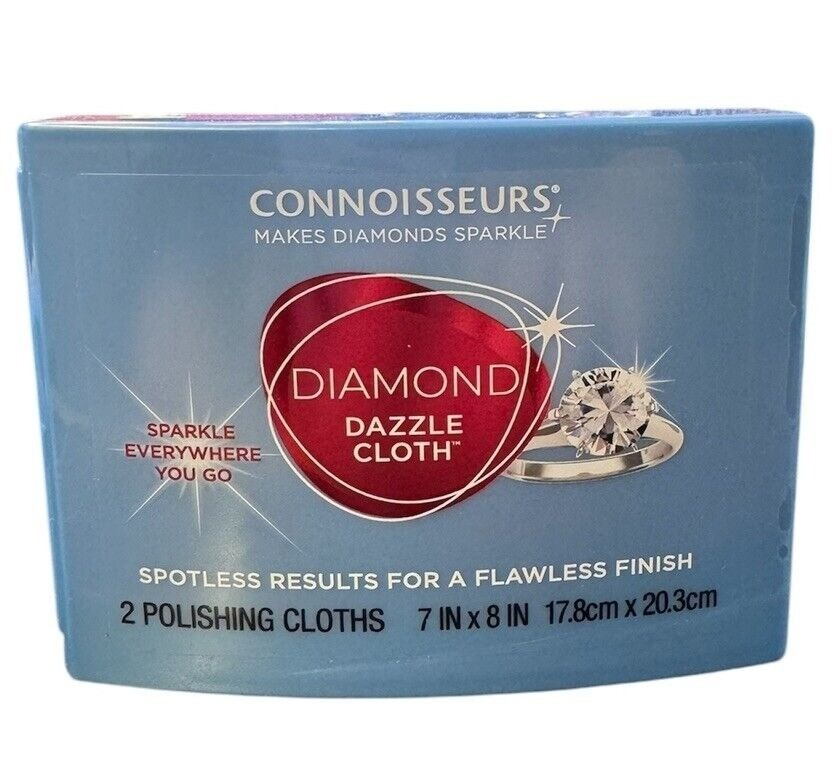 CONNOISSEURS Jewelry Cleaner Diamond Dazzle Polishing Cloths 2- 7in x8in